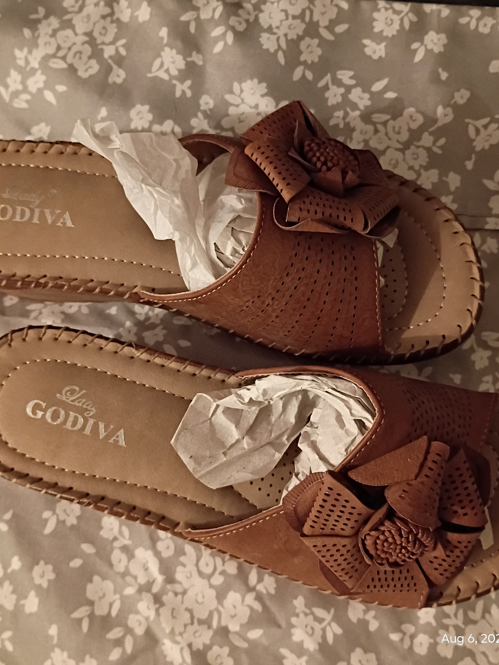 Lady Godiva Floral Slide Sandal Wedges